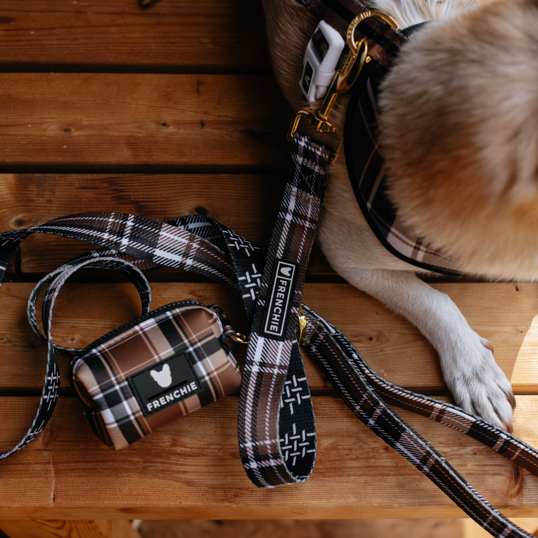 Frenchie Comfort Leash - Cocoa Plaid