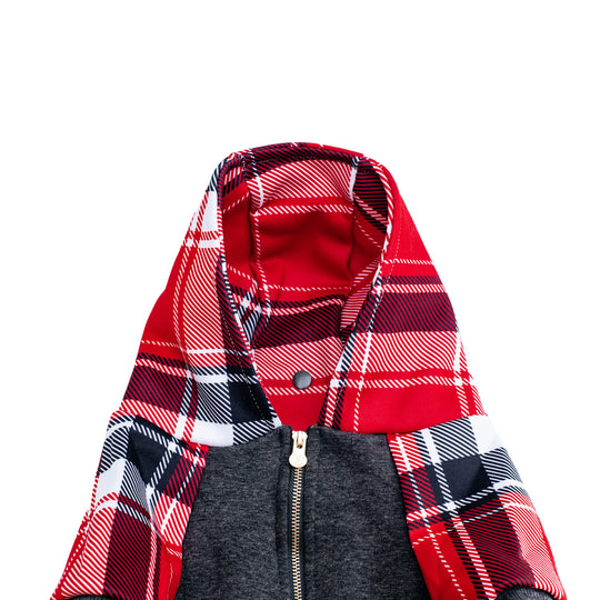 Frenchie Dog Hoodie - Scarlet Plaid