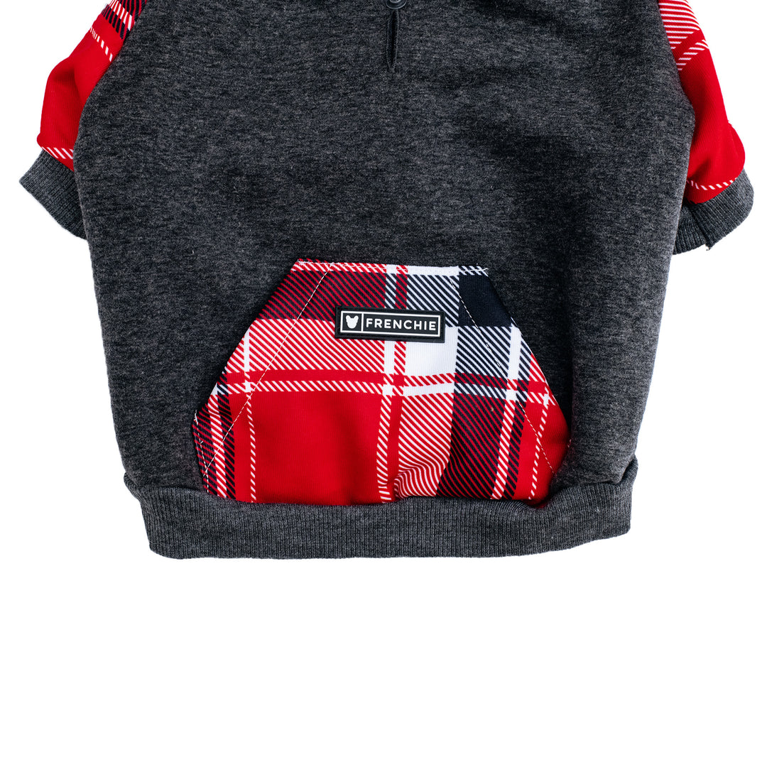 Frenchie Dog Hoodie - Scarlet Plaid