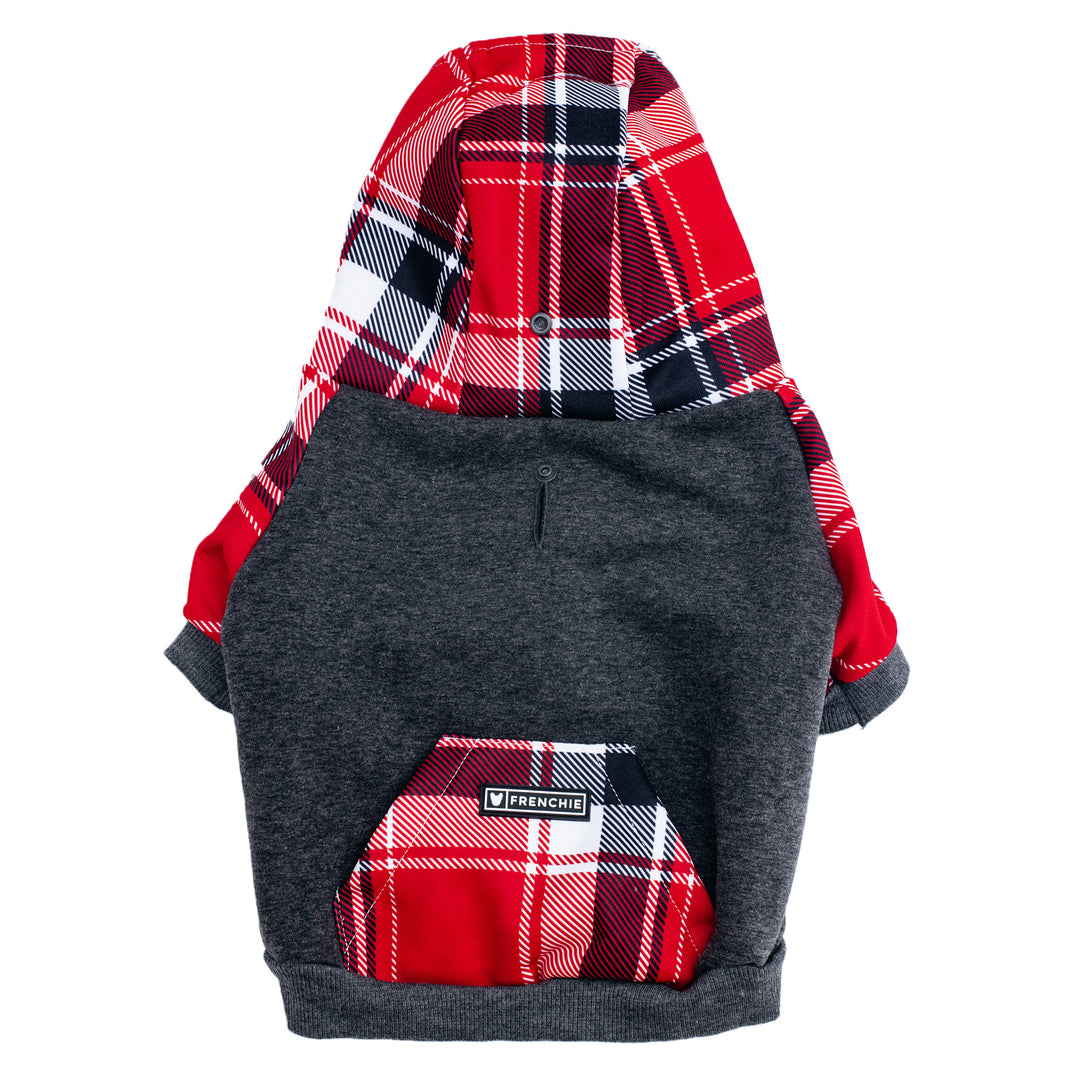 Frenchie Dog Hoodie - Scarlet Plaid