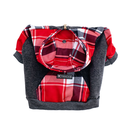 Frenchie Dog Hoodie - Scarlet Plaid