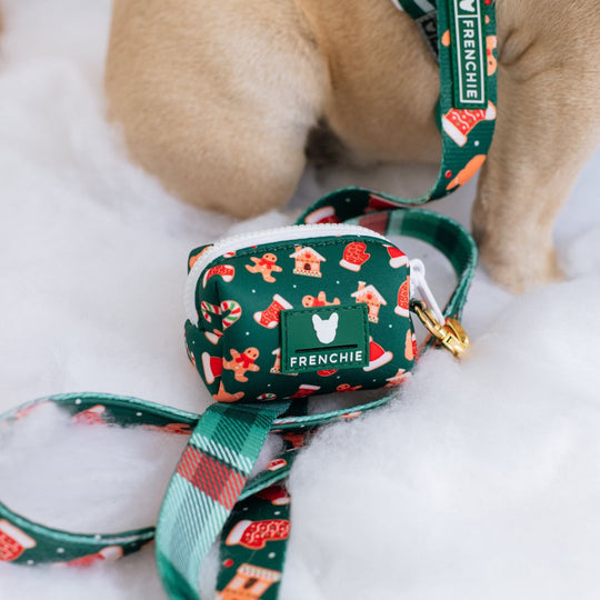 Frenchie Poo Bag Holder - Gingerbread- Green