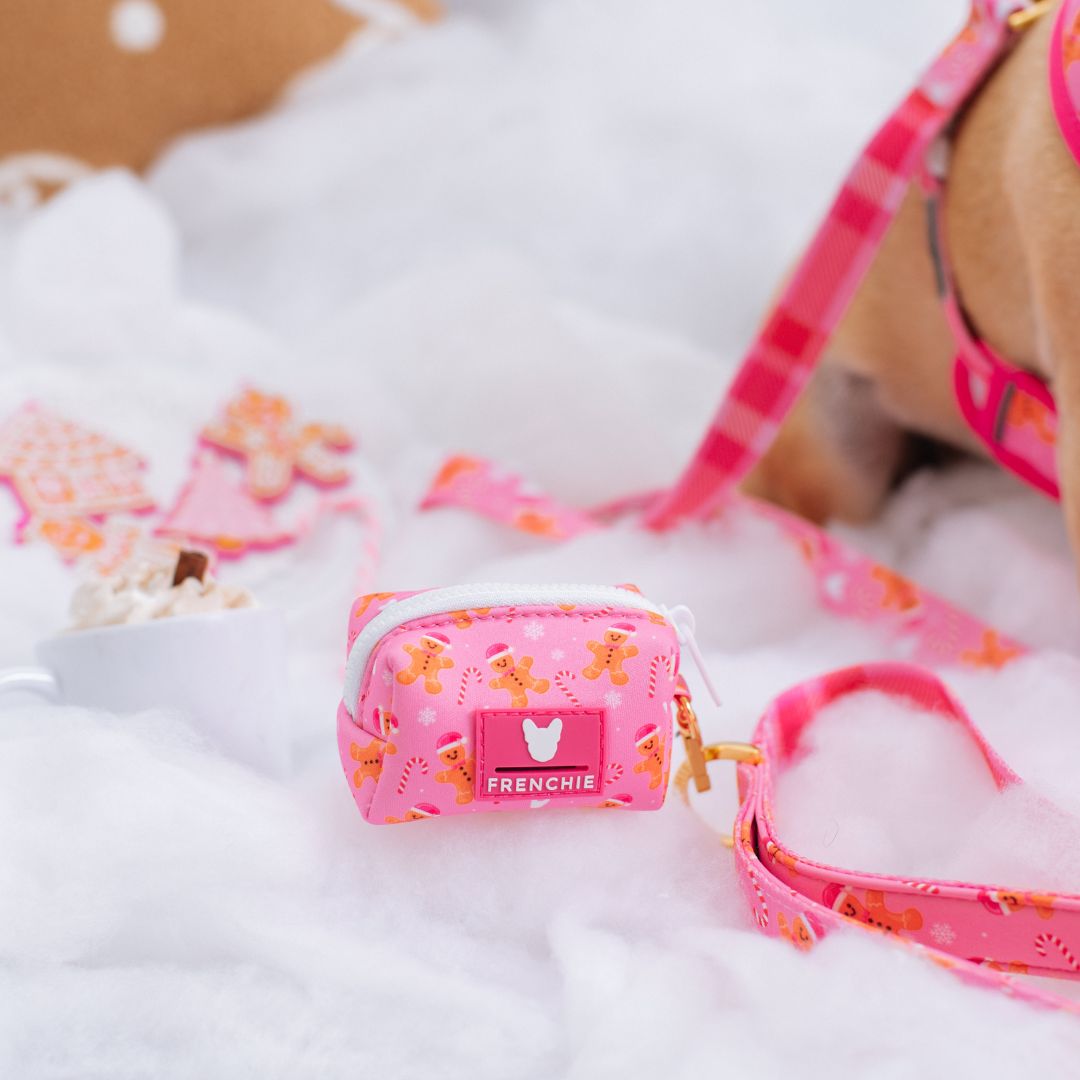 Frenchie Poo Bag Holder - Gingerbread- Pink