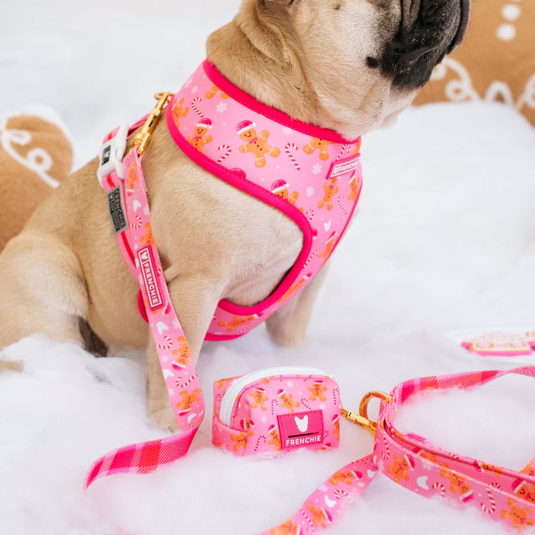 Frenchie Poo Bag Holder - Gingerbread- Pink