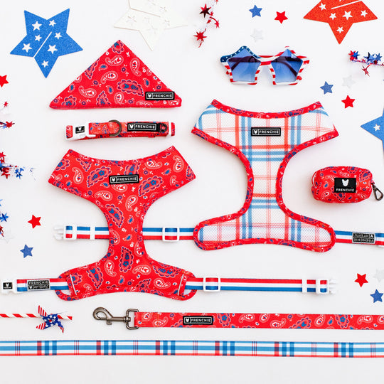 Frenchie Cooling Bandana - Red, White, and Paisley