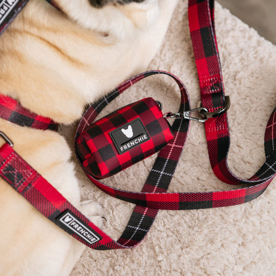 Frenchie Poo Bag Holder - Red and Black Plaid