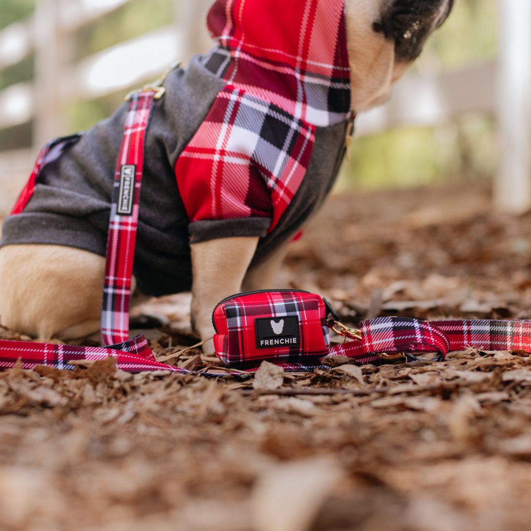 Frenchie Dog Hoodie - Scarlet Plaid