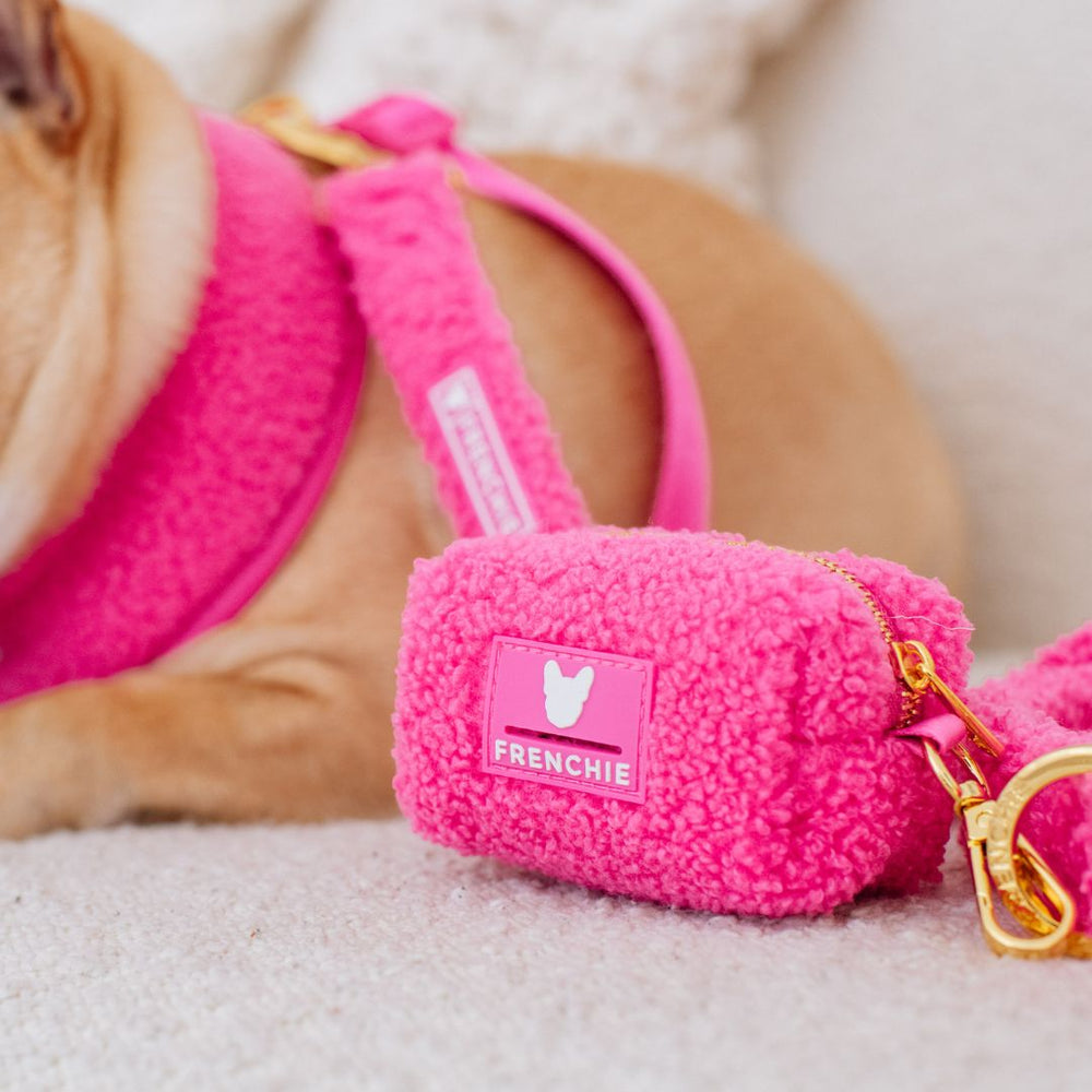 Frenchie Poo Bag Holder - Teddy Hot Pink