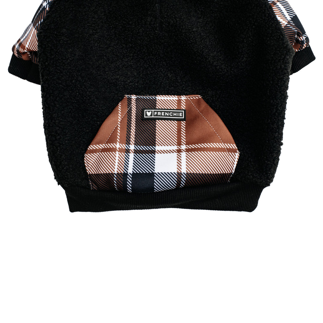 Frenchie Dog Hoodie - Cocoa Plaid