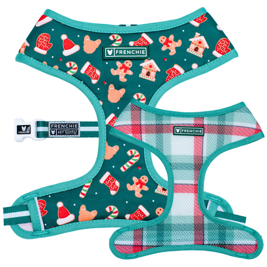 Frenchie Duo Reversible Harness - Gingerbread- Green