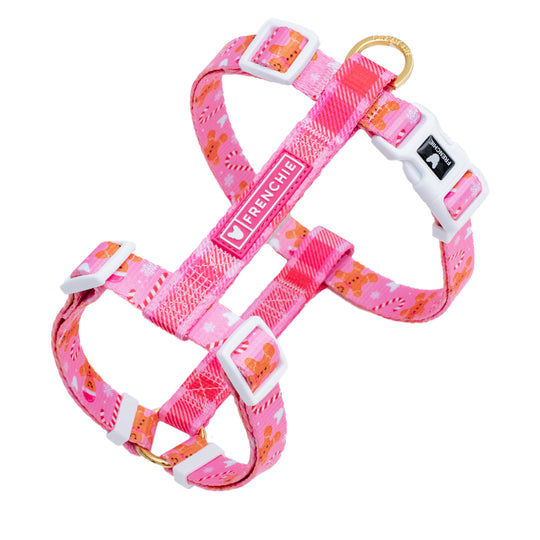 Frenchie Strap Harness - Gingerbread- Pink