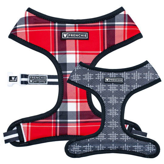 Frenchie Duo Reversible Harness - Scarlet Plaid