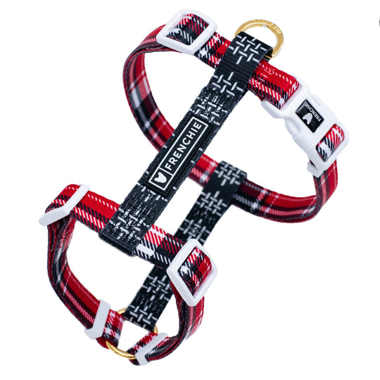 Frenchie Strap Harness - Scarlet Plaid