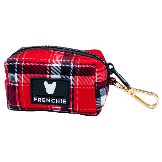 Frenchie Poo Bag Holder - Scarlet Plaid