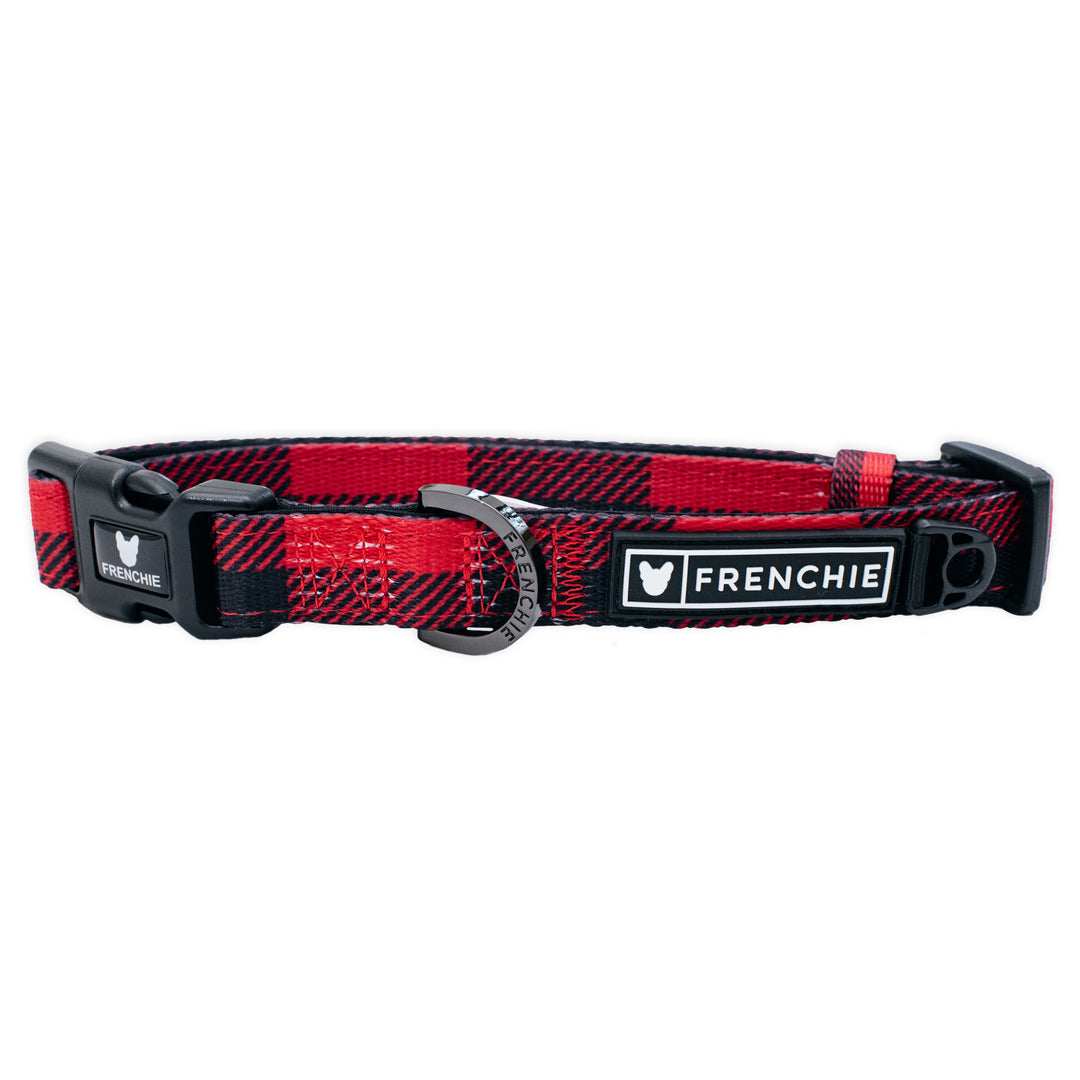 Frenchie Comfort Collar - Red and Black Plaid
