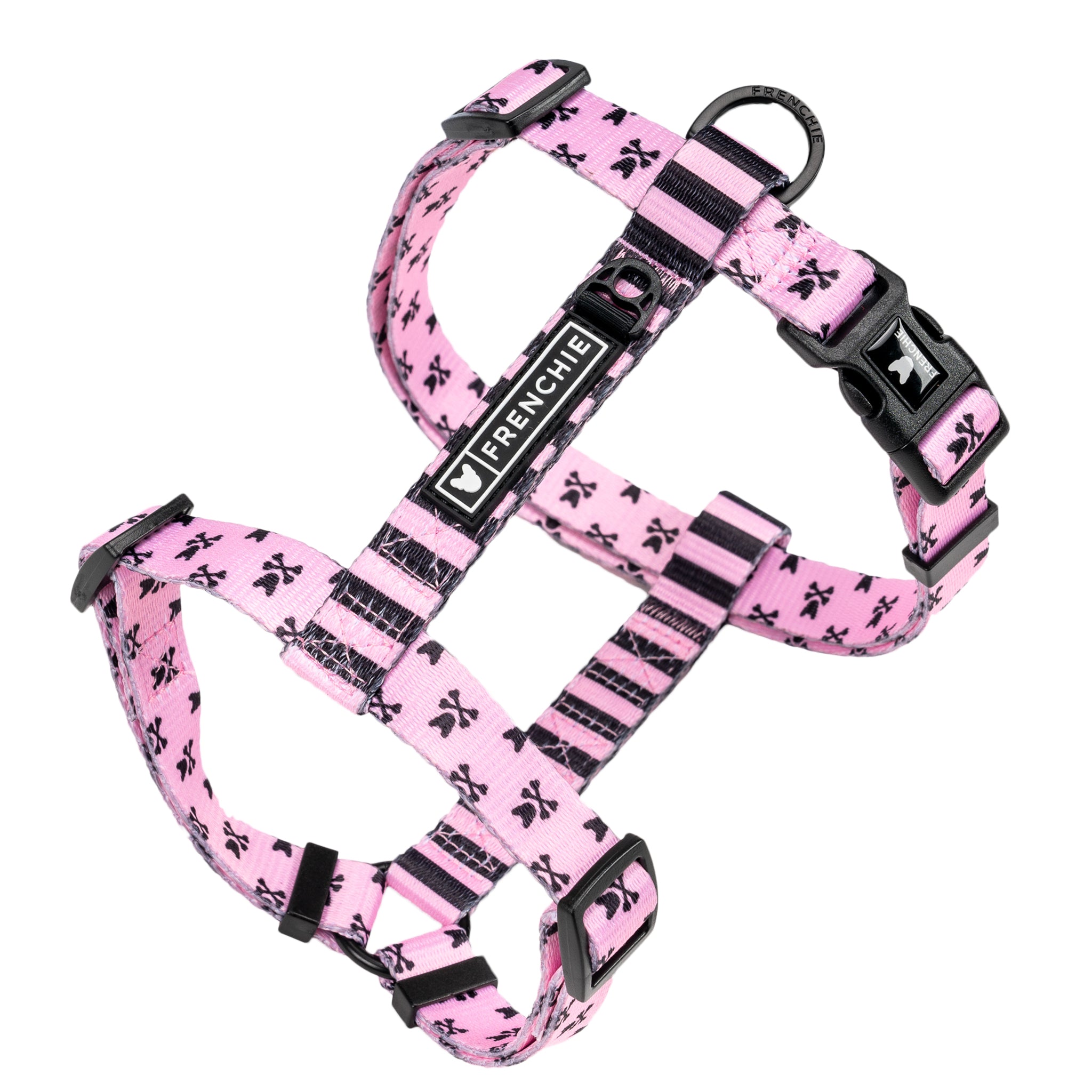 Frenchie Strap Harness - Pink Bad to the Bone MASTER - Frenchie Bulldog - Shop Harnesses for French Bulldogs - Shop French Bulldog Harness - Harnesses for Pugs