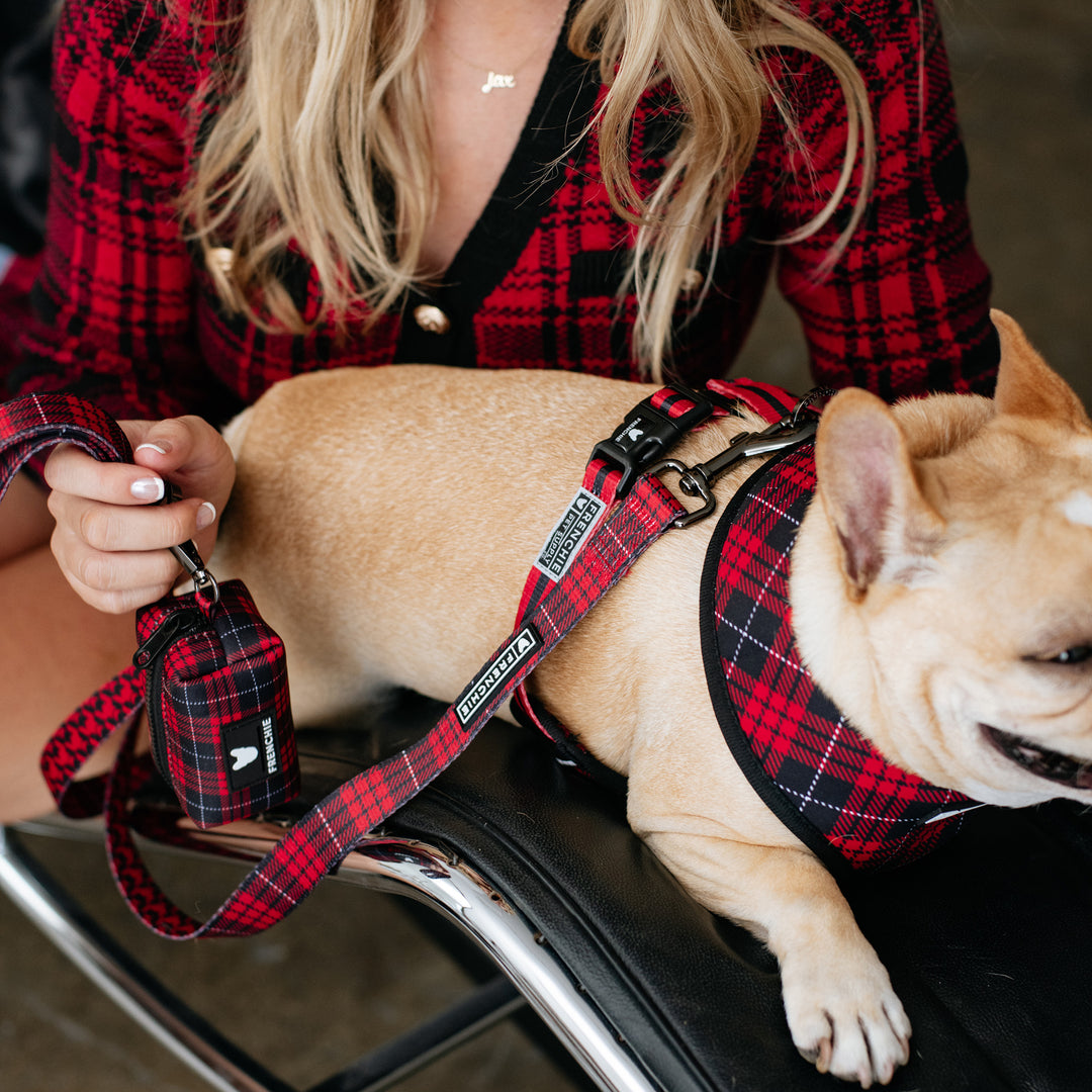 Frenchie Comfort Leash - Red Tartan