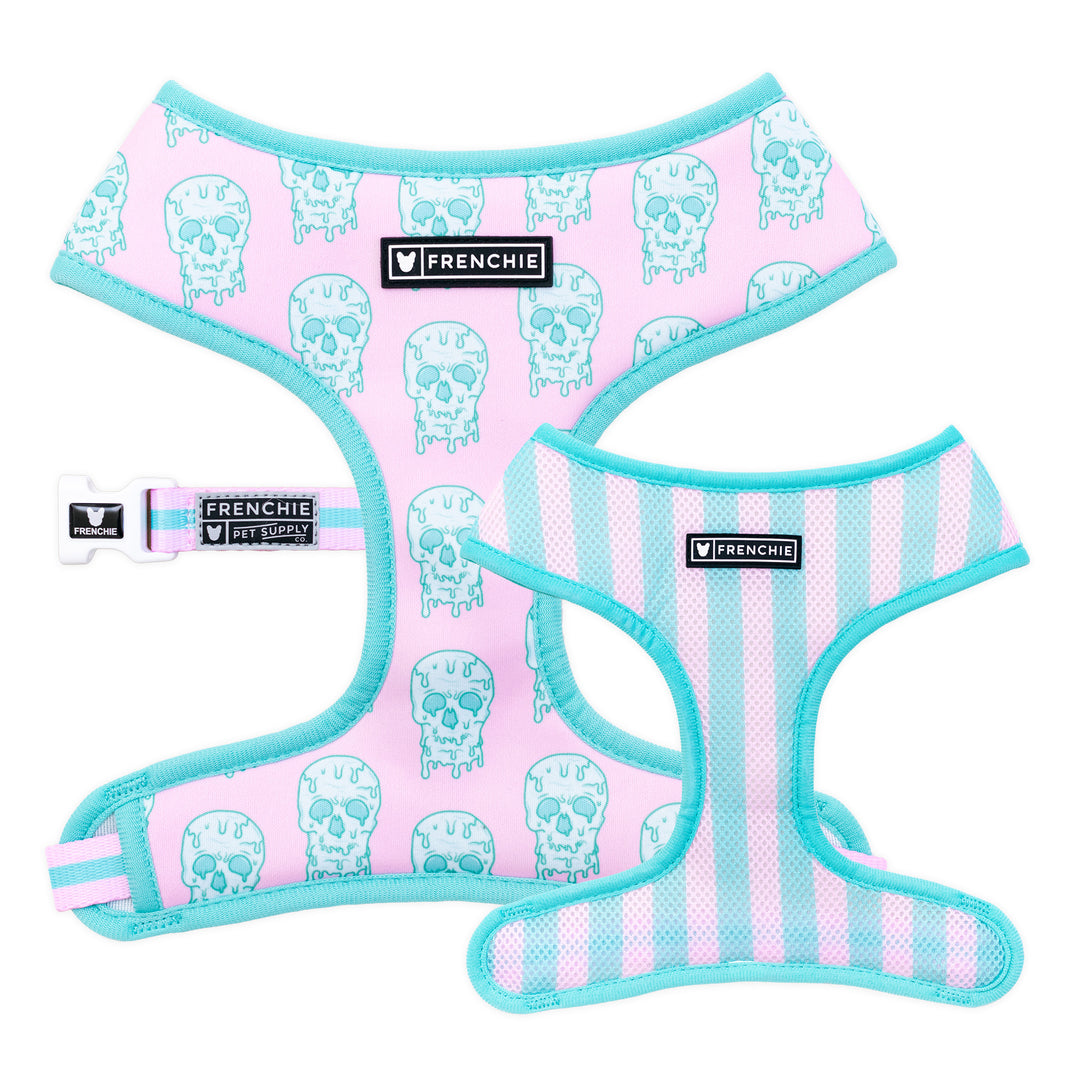 Frenchie Duo Reversible Harness - Pink Drip Skull