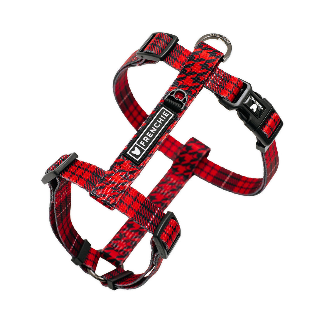 Frenchie Strap Harness - Red Tartan